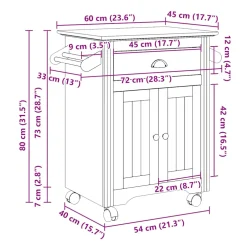 vidaXL Keukentrolley BODO 72x45x80 cm wit