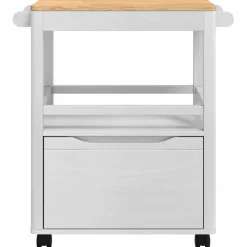 vidaXL Keuken Trolley FLORO Wit 72,5 x 45 x 80 cm Massief Vurenhout