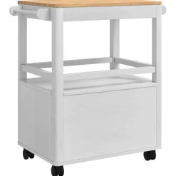 vidaXL Keuken Trolley FLORO Wit 72,5 x 45 x 80 cm Massief Vurenhout