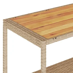 vidaXL Keukentrolley 3-laags poly rattan en massief acaciahout beige