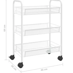 vidaXL Keukentrolley 3-laags 46x26x54 cm ijzer wit