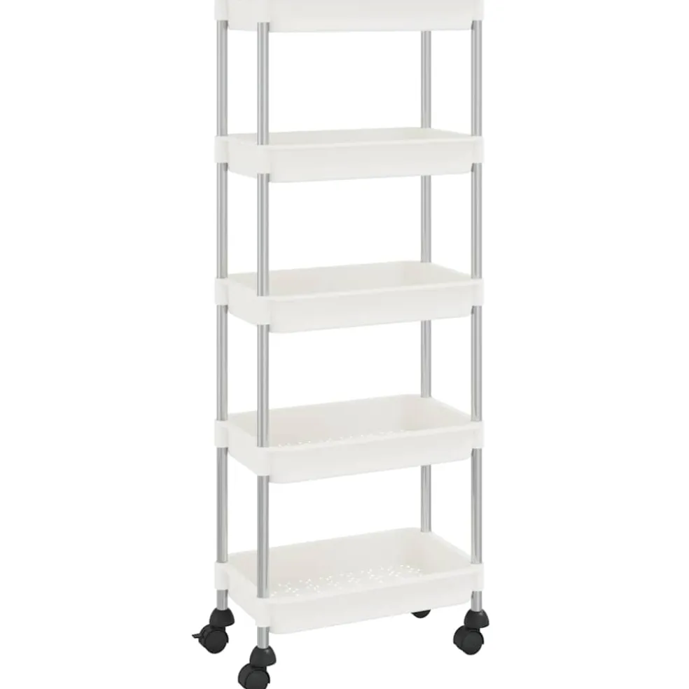 vidaXL Keukentrolley 5-laags 42x29x128 cm ijzer en ABS wit
