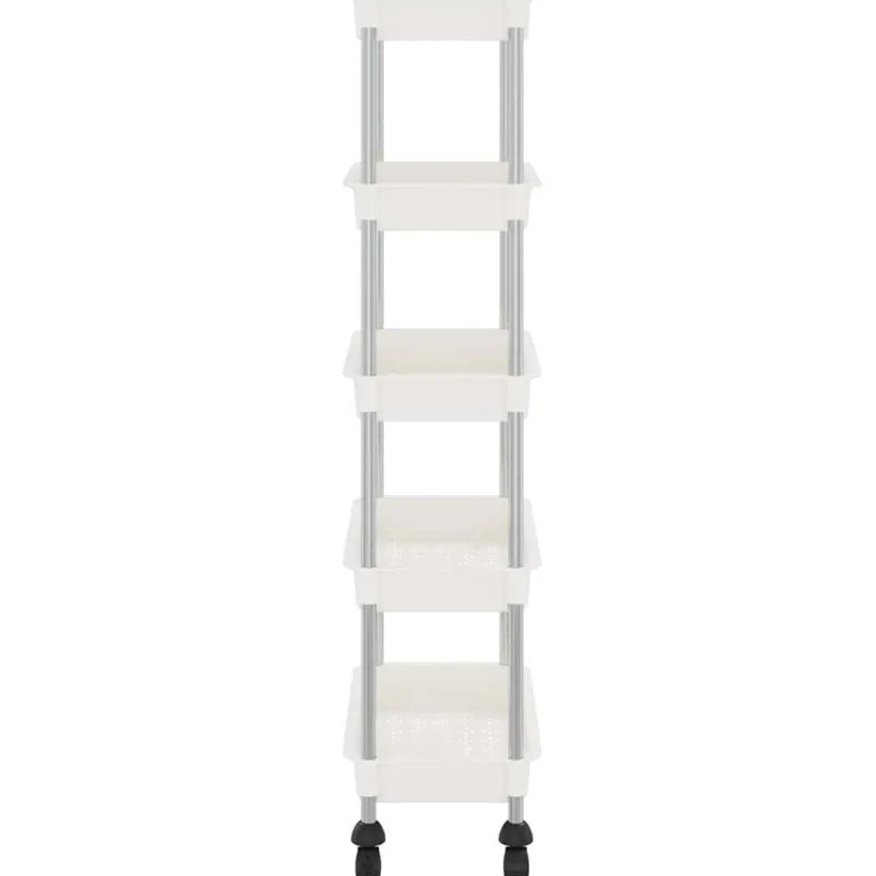 vidaXL Keukentrolley 5-laags 42x29x128 cm ijzer en ABS wit