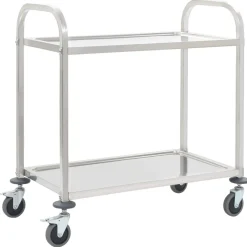vidaXL Keukentrolley 2-laags 96,5x55x90 cm roestvrij staal