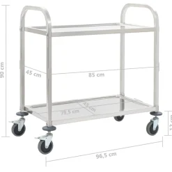 vidaXL Keukentrolley 2-laags 96,5x55x90 cm roestvrij staal