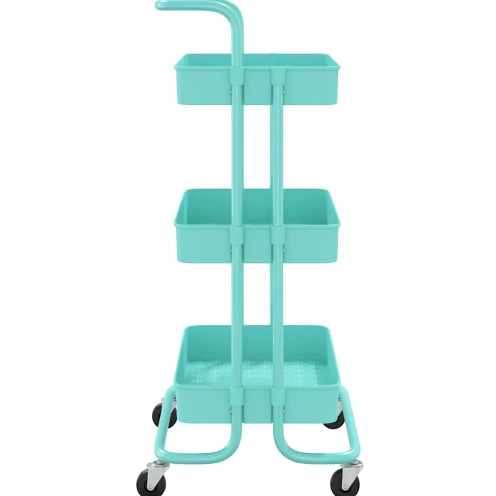 vidaXL Keukentrolley 3-laags 42x35x85 cm ijzer en ABS turquoise