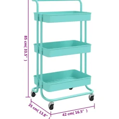 vidaXL Keukentrolley 3-laags 42x35x85 cm ijzer en ABS turquoise