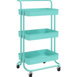 vidaXL Keukentrolley 3-laags 42x35x85 cm ijzer en ABS turquoise