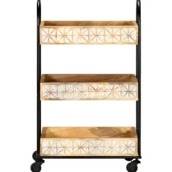 vidaXL Keukentrolley 3-laags 46x30x76 cm massief mangohout