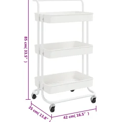 vidaXL Keukentrolley 3-laags 42x35x85 cm ijzer en ABS wit