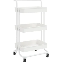 vidaXL Keukentrolley 3-laags 42x35x85 cm ijzer en ABS wit