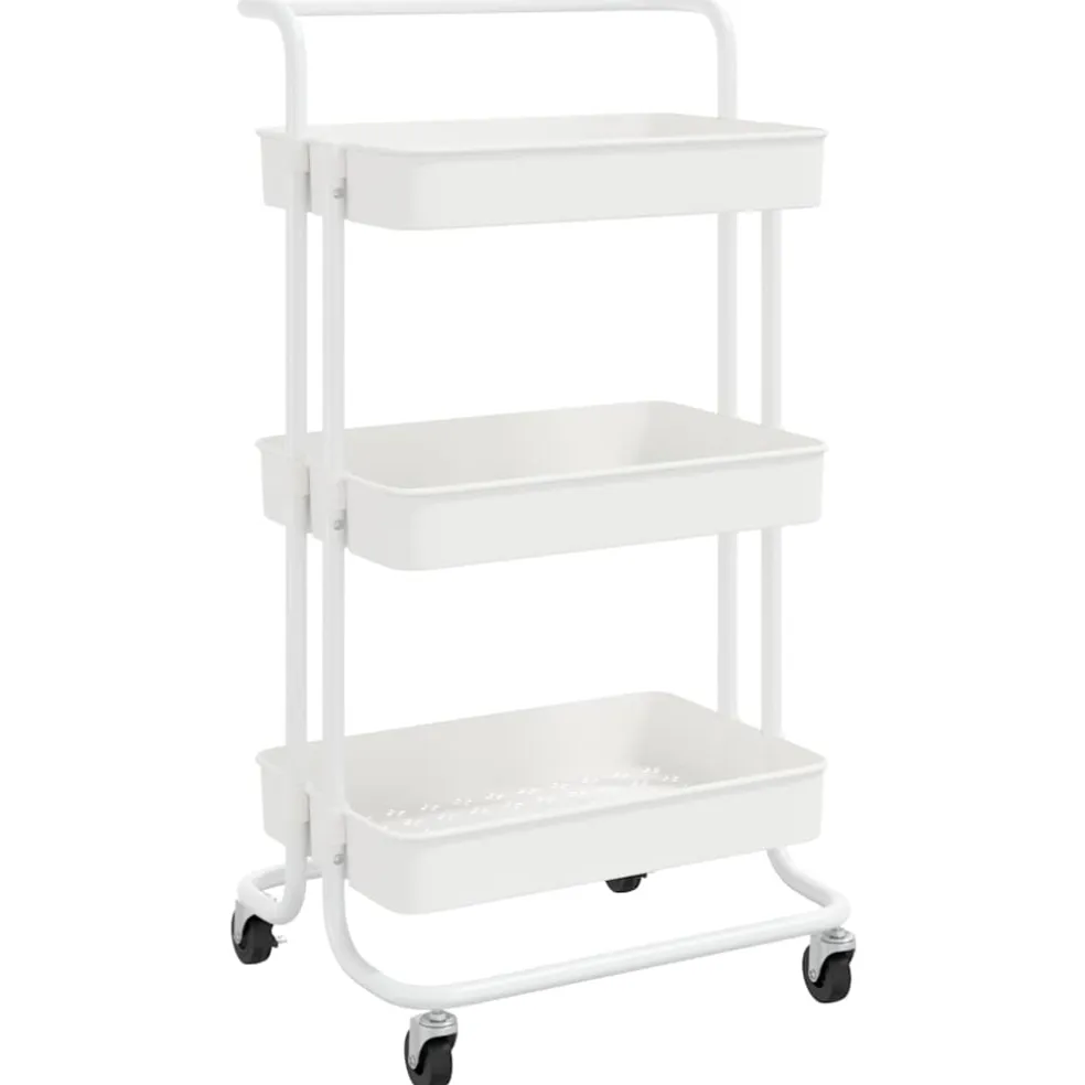 vidaXL Keukentrolley 3-laags 42x35x85 cm ijzer en ABS wit