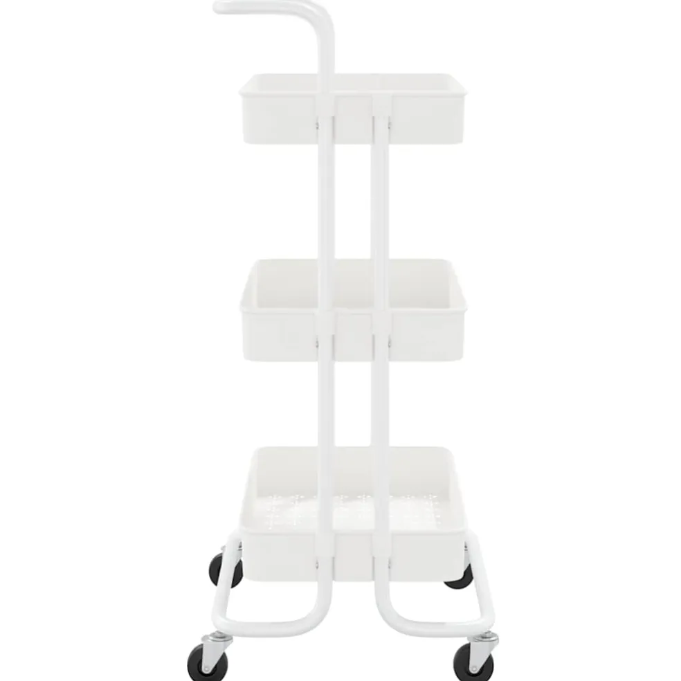 vidaXL Keukentrolley 3-laags 42x35x85 cm ijzer en ABS wit