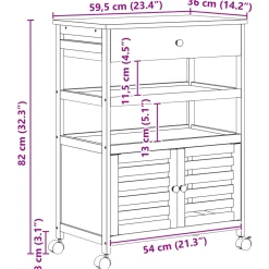 vidaXL Keukentrolley met Wielen Naturel 59,5 x 36 x 82 cm Bamboe