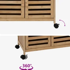 vidaXL Keukentrolley met Wielen Naturel 59,5 x 36 x 82 cm Bamboe