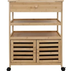 vidaXL Keukentrolley met Wielen Naturel 59,5 x 36 x 82 cm Bamboe