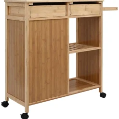 vidaXL Keukentrolley met Wielen Naturel 90,5 x 36 x 86,5 cm Bamboe