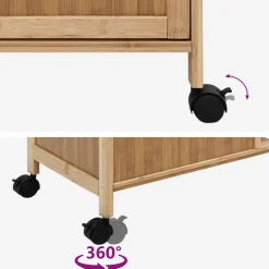 vidaXL Keukentrolley met Wielen Naturel 90,5 x 36 x 86,5 cm Bamboe