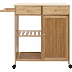 vidaXL Keukentrolley met Wielen Naturel 90,5 x 36 x 86,5 cm Bamboe