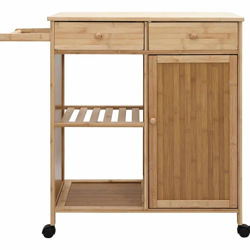 vidaXL Keukentrolley met Wielen Naturel 90,5 x 36 x 86,5 cm Bamboe