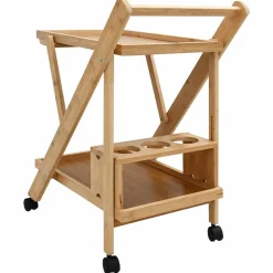 vidaXL Keukentrolley met Wielen Licht Bruin 65 x 40,5 x 76,5 cm Bamboe