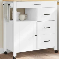 vidaXL Keukentrolley MONZA 84x40x88,5 cm massief grenenhout wit