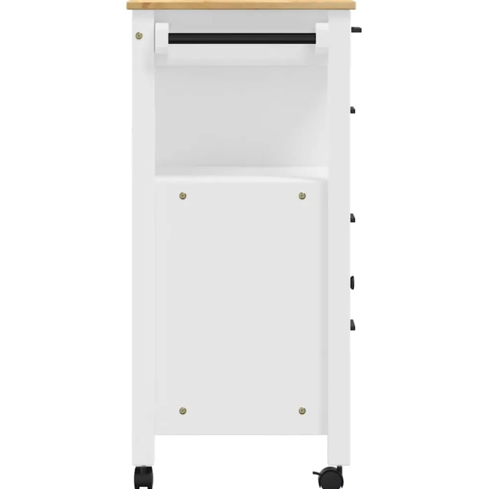 vidaXL Keukentrolley MONZA 84x40x88,5 cm massief grenenhout wit