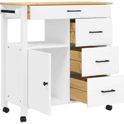 vidaXL Keukentrolley MONZA 84x40x88,5 cm massief grenenhout wit