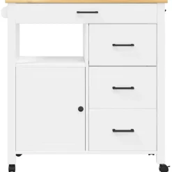 vidaXL Keukentrolley MONZA 84x40x88,5 cm massief grenenhout wit