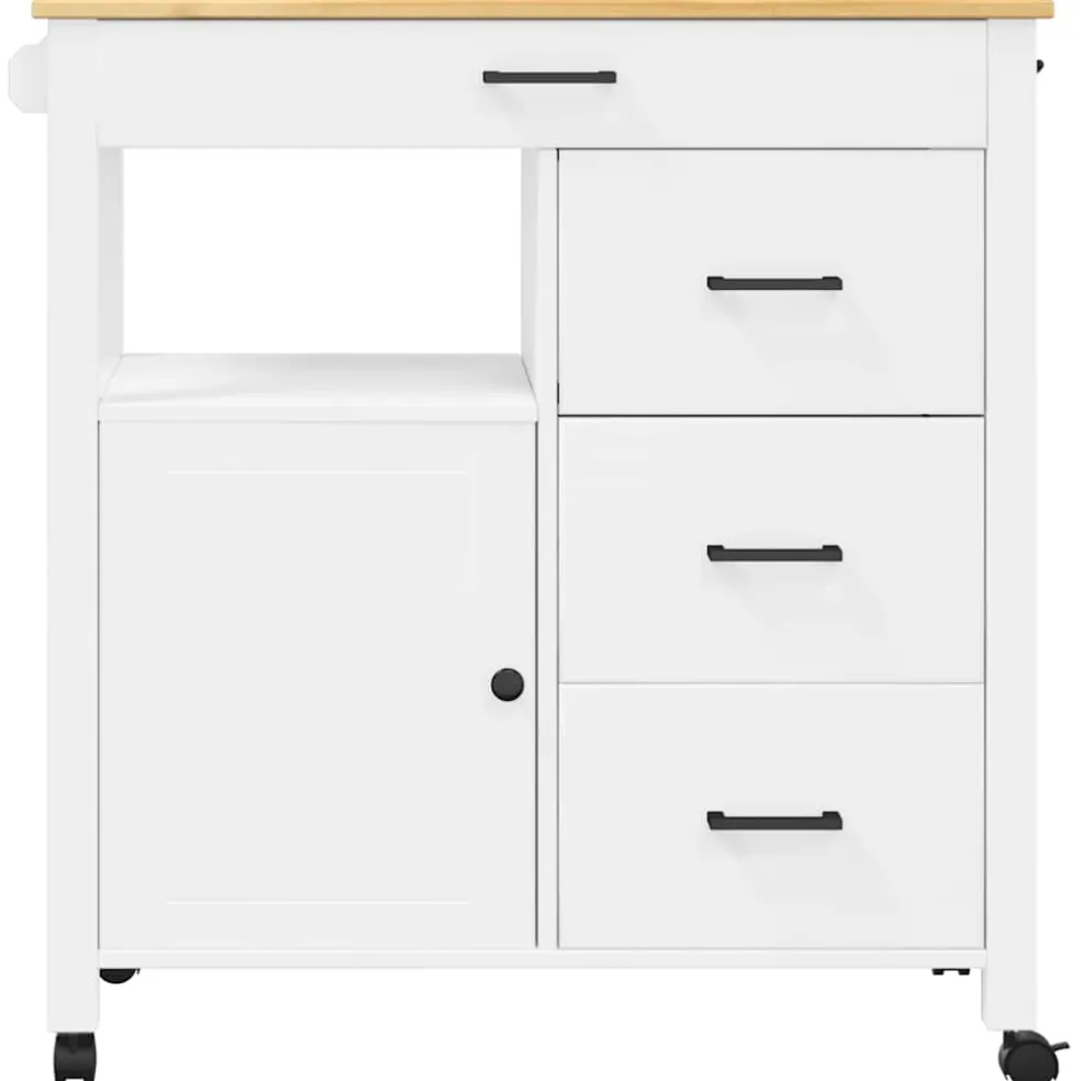 vidaXL Keukentrolley MONZA 84x40x88,5 cm massief grenenhout wit
