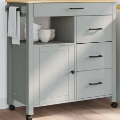 vidaXL Keukentrolley MONZA 84x40x88,5 cm massief grenenhout grijs