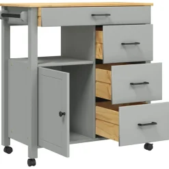 vidaXL Keukentrolley MONZA 84x40x88,5 cm massief grenenhout grijs