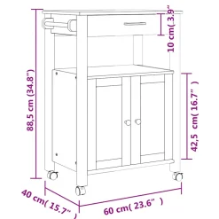 vidaXL Keukentrolley MONZA 60x40x88,5 cm massief grenenhout