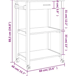 vidaXL Keukentrolley MONZA 60x40x88,5 cm massief grenenhout honingwas