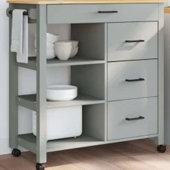 vidaXL Keukentrolley MONZA 84x40x88,5 cm massief grenenhout grijs