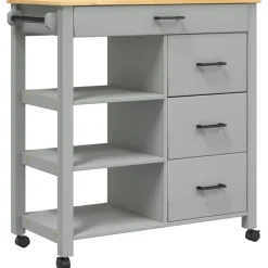vidaXL Keukentrolley MONZA 84x40x88,5 cm massief grenenhout grijs
