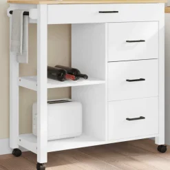 vidaXL Keukentrolley MONZA 84x40x88,5 cm massief grenenhout wit