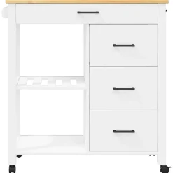 vidaXL Keukentrolley MONZA 84x40x88,5 cm massief grenenhout wit