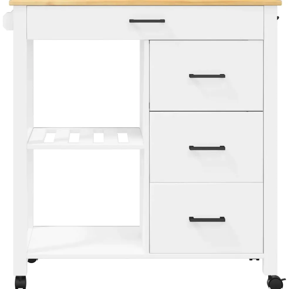 vidaXL Keukentrolley MONZA 84x40x88,5 cm massief grenenhout wit