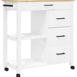 vidaXL Keukentrolley MONZA 84x40x88,5 cm massief grenenhout wit