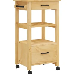 vidaXL Keukentrolley MONZA 48x40x88,5 cm massief grenenhout