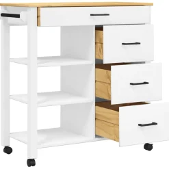 vidaXL Keukentrolley MONZA 84x40x88,5 cm massief grenenhout wit