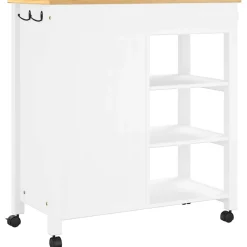 vidaXL Keukentrolley MONZA 84x40x88,5 cm massief grenenhout wit