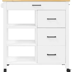 vidaXL Keukentrolley MONZA 84x40x88,5 cm massief grenenhout wit