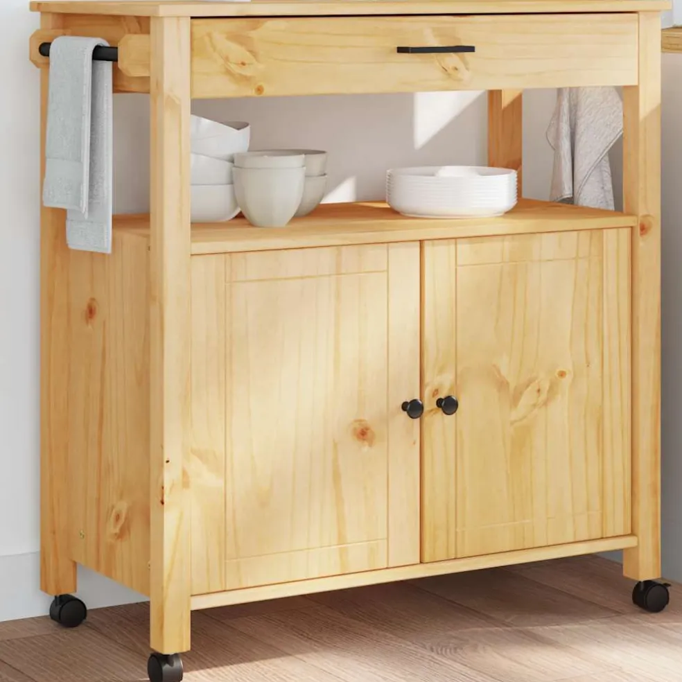 vidaXL Keukentrolley MONZA 84x40x88,5 cm massief grenenhout honingwas