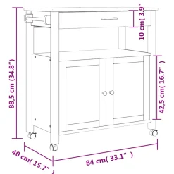 vidaXL Keukentrolley MONZA 84x40x88,5 cm massief grenenhout honingwas