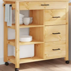vidaXL Keukentrolley MONZA 84x40x88,5 cm massief grenenhout honingwas