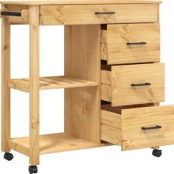 vidaXL Keukentrolley MONZA 84x40x88,5 cm massief grenenhout honingwas