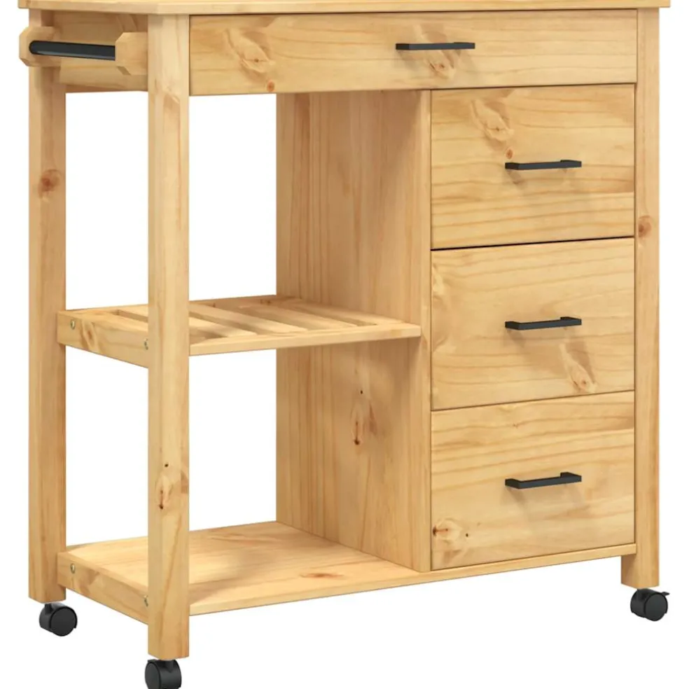 vidaXL Keukentrolley MONZA 84x40x88,5 cm massief grenenhout honingwas