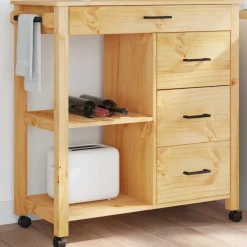 vidaXL Keukentrolley MONZA 84x40x88,5 cm massief grenenhout honingwas
